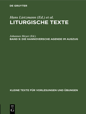 cover image of Die Hannoversche Agende im Auszug